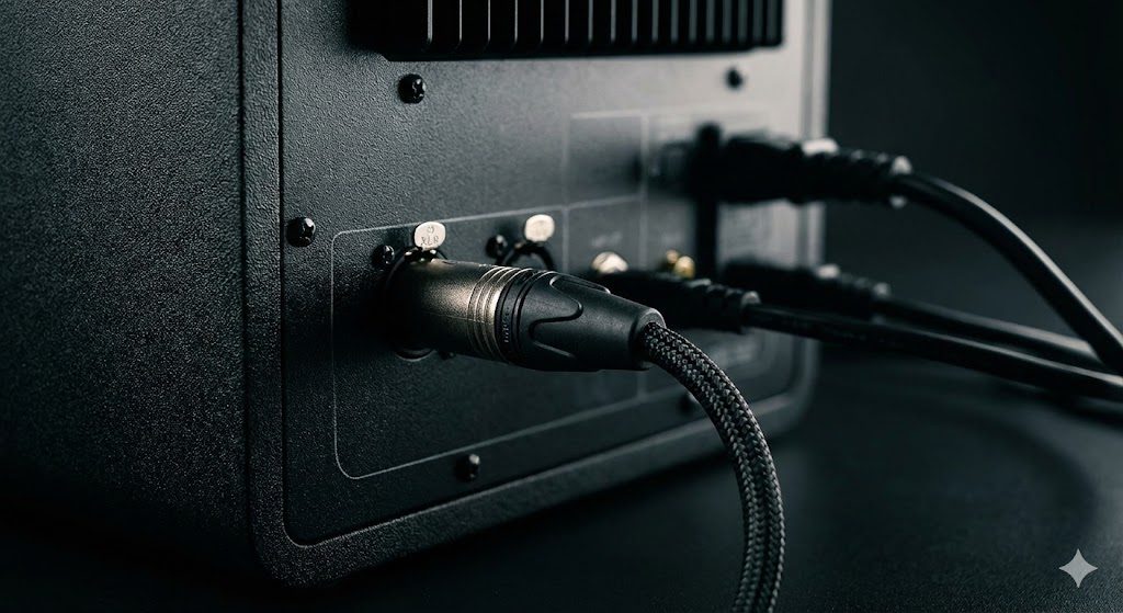 Studio monitors and an audio interface on a clean desk, ready for a session.